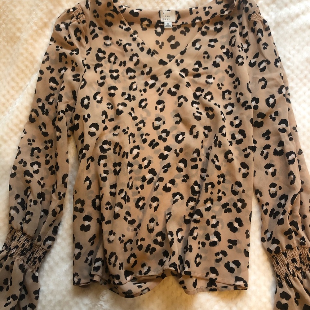 A New Day long sleeve blouse M leopard print